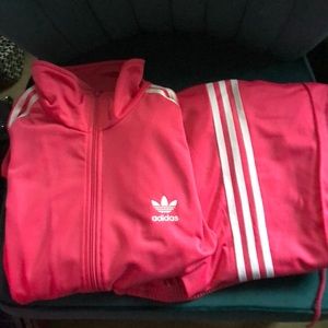 Adidas pink track suit
